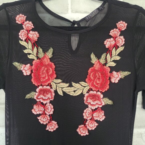 Potters Pot Embroidered Roses Dress Sheer Top Whimsigoth Coquette Large - Picture 8 of 9